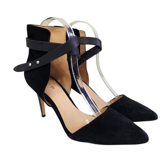 Joe's Jeans Shoes - Joes Jeans Womens Laney Heels Size 7 Black Suede Leather Ankle Wrap Classic Sexy
